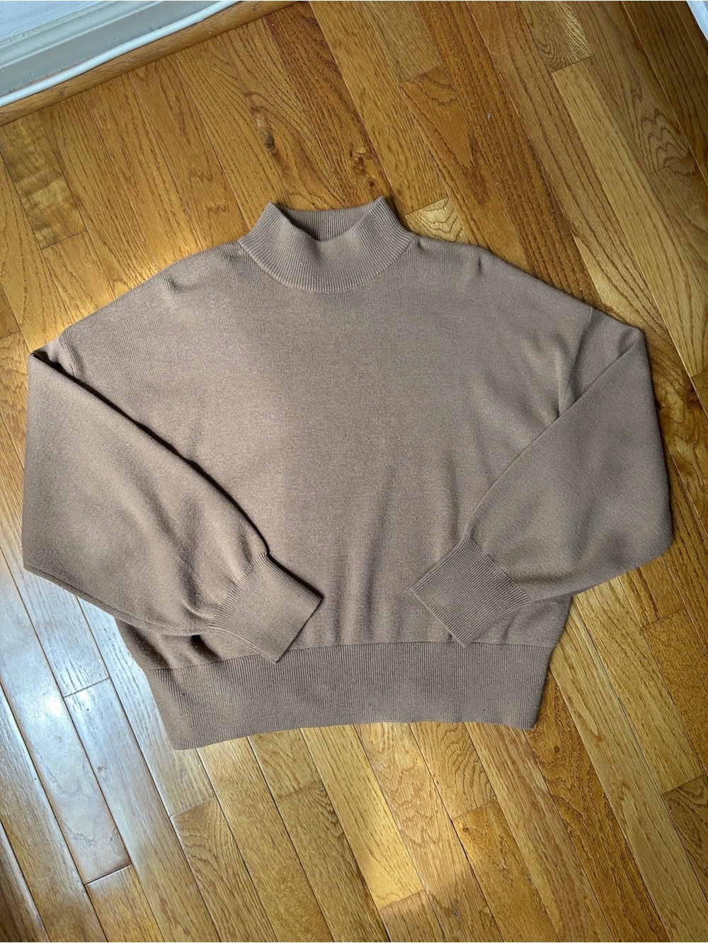 Cozy Mock Neck Pullover Sweater in Camel